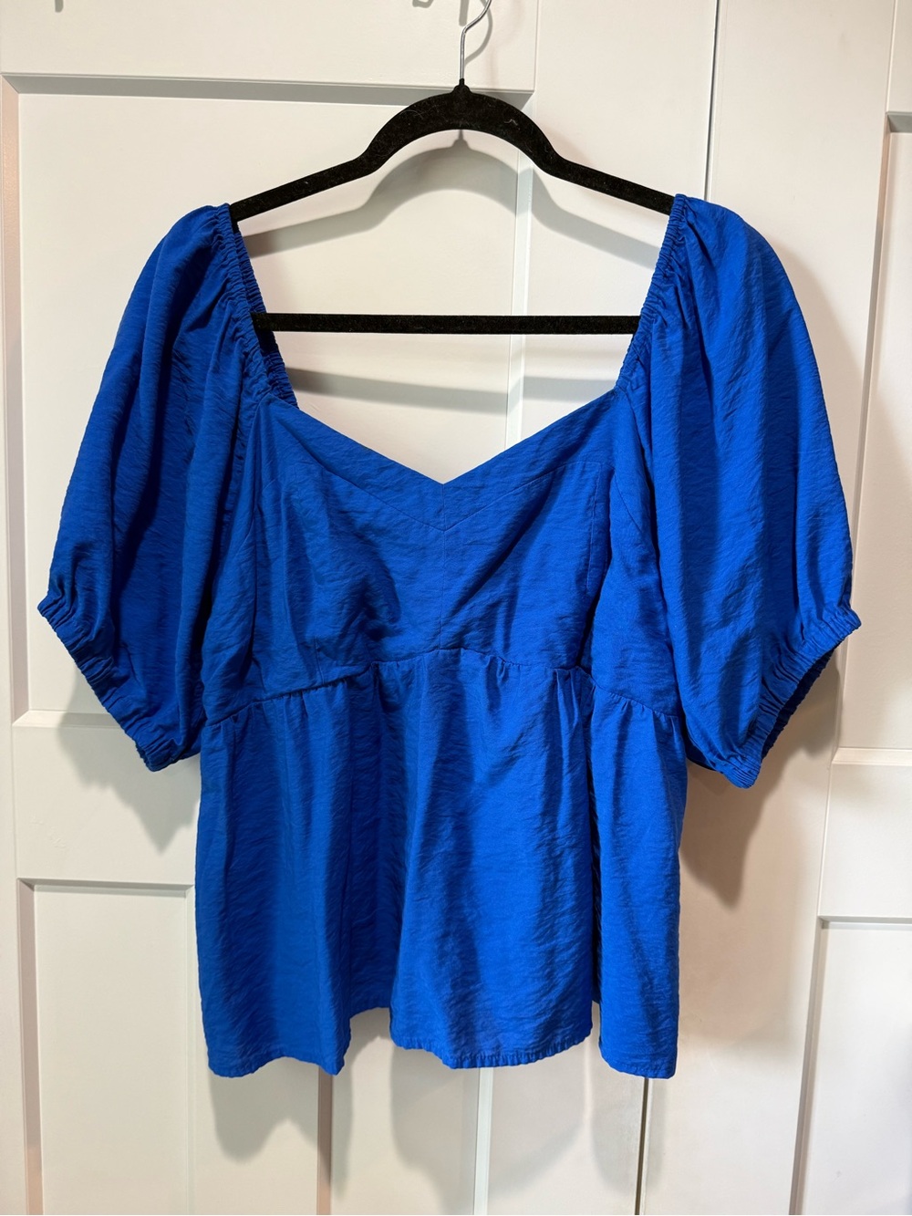 NINE WEST Royal Blue Puff Sleeve Peplum Top
